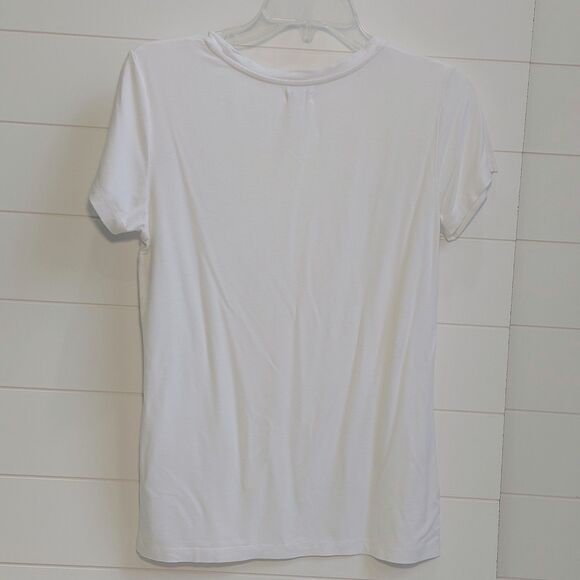 L'Agence Ressi Fitted Crewneck Tee Shirt Women's Size Large White Made in USA - Picture 3 of 8
